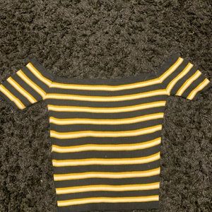 Off the shoulder shirt.